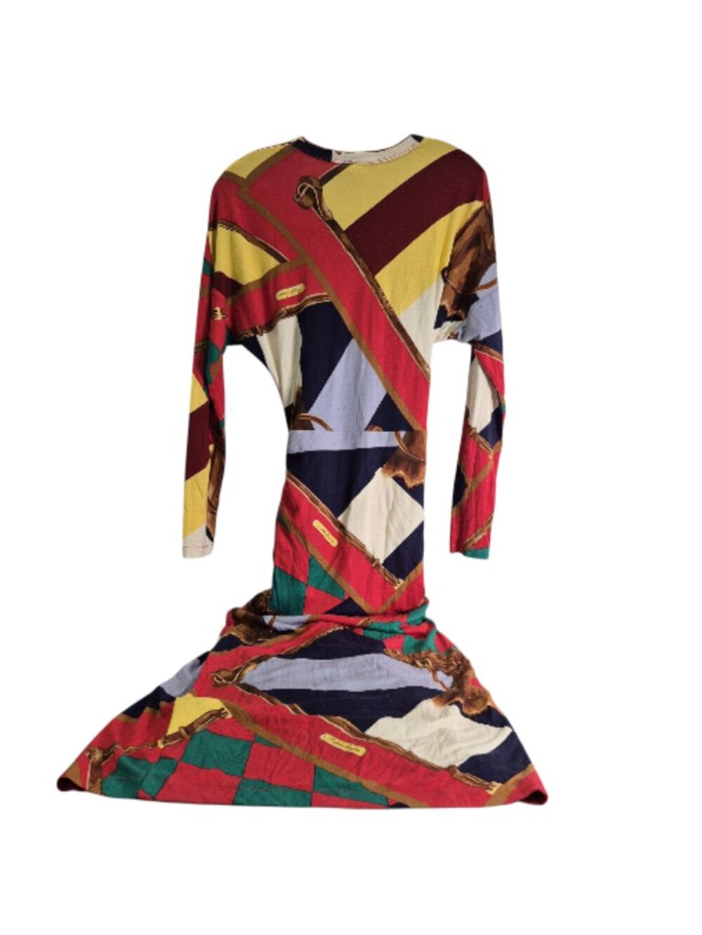 Polo Ralph Lauren Scarf-Print Long-Sleeve Wrap Midi Dress Size S NWT - Picture 3 of 6